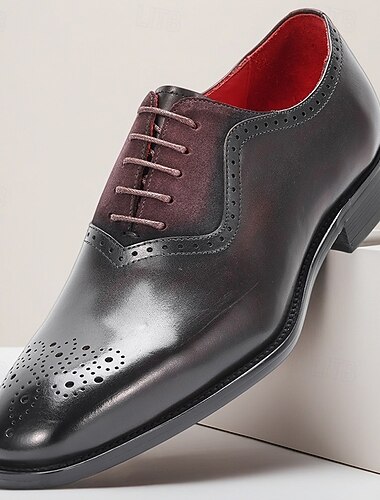  Chaussures habillées haut de gamme pour homme en cuir véritable – cuir de vachette, modèle Oxford classique, bout pointu, style élégant et formel, confort optimal, parfaites pour les mariages, le bureau et les occasions spéciales.