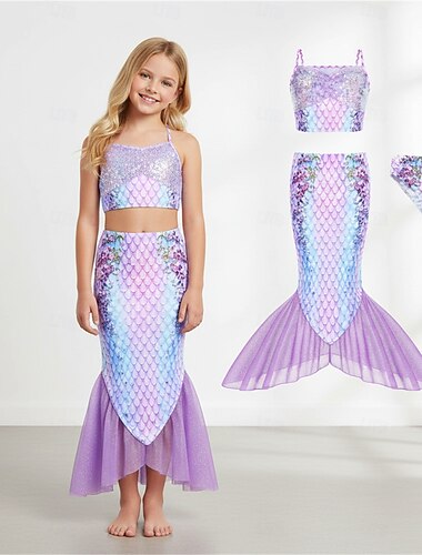  Merenneito Prinsessa Mekot Uima-asut Elokuva Cosplay for Tyttöjen Lasten Naamiaiset Juhla Pyhäpäivä Festivaali