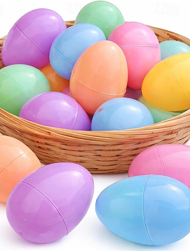  Lot de 50 œufs de Pâques en plastique de couleurs assorties, à remplir pour la chasse aux œufs et les paniers de Pâques, cadeaux réutilisables pour les fêtes de printemps, à utiliser comme jouets ou