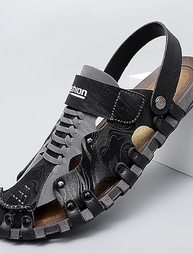  Sandales de sport outdoor pour hommes, brides réglables, en similicuir résistant, idéales pour la randonnée, les séjours en station balnéaire et les aventures estivales décontractées.