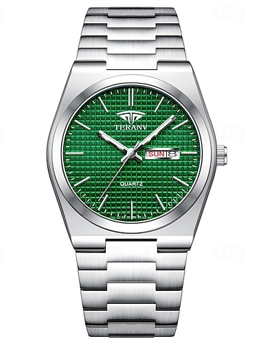  Pánské hodinky s datumovkou, černé quartzové náramkové hodinky z nerezové oceli s modrým ciferníkem s mřížkovanou texturou, vodotěsné analogové business ležérní hodinky pro muže, módní šperky jako