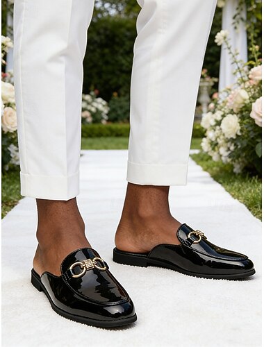  Heren muiltjes met zwart-wit geruit patroon, strass gesp, instappers voor de bruidegom, bruidsjonkers, bruiloftsreceptie, tuinbruiloft, formele avondkleding