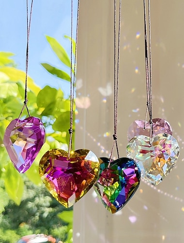  45 mm-es 3D-s szív alakú kristályos napfogó prizma medál otthoni irodai kerti dekorációhoz, szivárványkészítő ablak medál