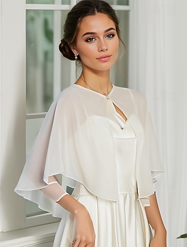  Damenumhang Bolero Umhänge für die Mutter Brautumhänge Umhänge für Hochzeitsgäste Elegant Damen Formaler Stil Ärmellos Chiffon Hochzeit Schals Mit Unifarbe Für Täglich Sommer