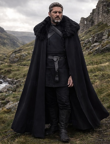  Set Médiéval Renaissance Cape Ceinture Taille Chemise avec accessoires Manches longues Ranger Déguisement Homme Halloween Carnaval Mascarade Foire de la Renaissance LARP Soirée à thème rétro Adulte