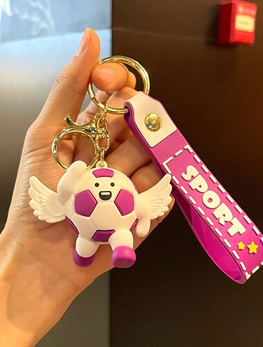  Kreativer Schlüsselanhänger für Fußball-Sommerspiele weltweit &Geschenkbox, Fanartikel, kreativer Fußballanhänger, leichtes Metall &Silikon-Schlüsselanhänger – Accessoire für Erwachsene und Kinder, um