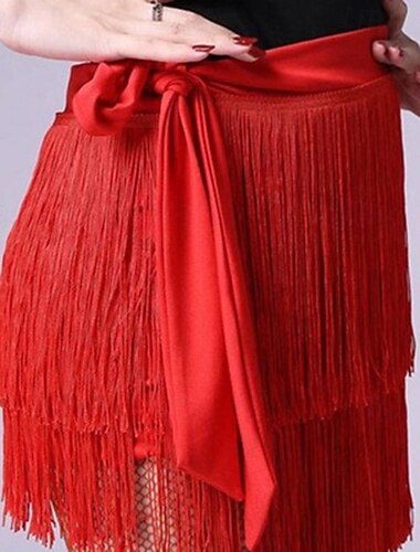  Damesrok met zwarte franjes voor Latijns-Amerikaanse dans