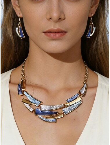  Damesketting en oorbellen in bohemian stijl van legering, meerkleurig, stijlvol en elegant ontwerp, ideaal voor dagelijks gebruik, vakantie en reizen.