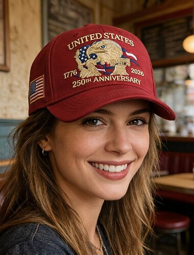  Unisex Baseballkappe zum 250. Jahrestag der Unabhängigkeit, tragbar, atmungsaktiv, für den täglichen Gebrauch im Freien, mit Stickerei und Flagge