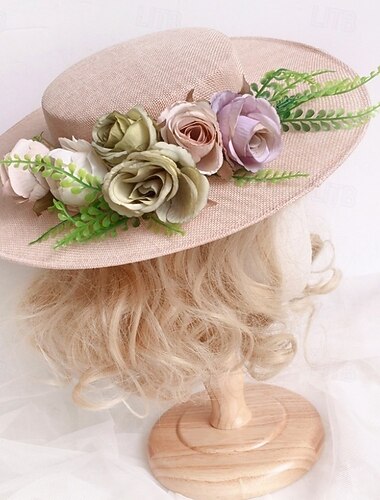  כובעים פּוֹלִיאֶסטֶר חתונה יום הולדת וינטאג' סגנון חמוד רטרו עם פרחוני כיסוי ראש כיסוי ראש