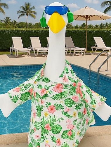  Roupa para ganso de jardim com touca, ideal para estátua de ganso de concreto de 58 a 63 cm (23 a 25 polegadas), acessório decorativo para jardim na primavera e no verão. Apenas a roupa, o ganso não
