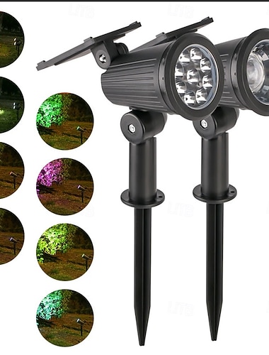  1 Stück 2 Stück 1 LED 9 LED Solarlampe verstellbarer Strahler Bodeneinbau wasserdicht helle Landschaftswandleuchte RGB-Außenbeleuchtung