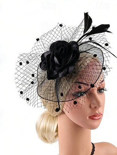  Fascinator Piuma Rete Matrimonio Compleanno Vintage Carino Con Piuma Fiore Copricapo Copricapo