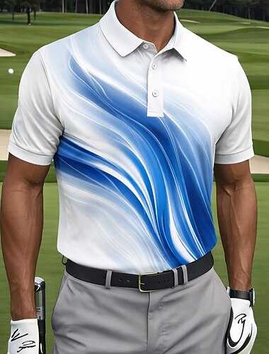  Per uomo Geometrico Golf Polo Sportivi Manica Corta Magliette polo Camicie con Colletto Casual Athleisure Bottoni Primavera & Estate Blu Nero Viola