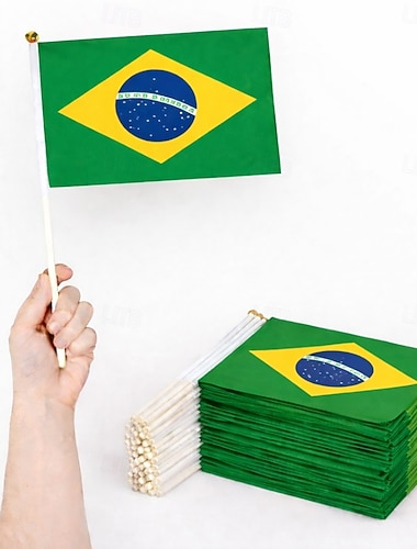  Partida Mundial de Futebol 2026 Bandeira Bandeira de mão Brasil Ventoinha Fantasias Crianças Adulto Unisexo Baile de Máscaras Festa Jogo de futebol Vestir-se