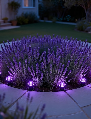 Solarbetriebene LED-Gartenwegleuchten, lila Lichterkette mit 30 LEDs, IP44 wasserdicht und langlebig, Einbauleuchten für den Außenbereich, geeignet zur dekorativen Beleuchtung von Wegen, Rasenflächen,