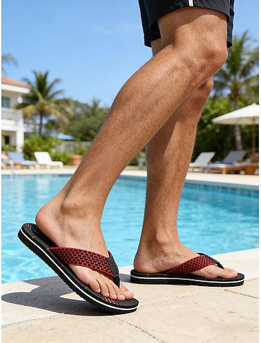  herre flip-flops i kunstskinn – perfekt for feriesteder, avslapning ved bassengkanten og stranddager