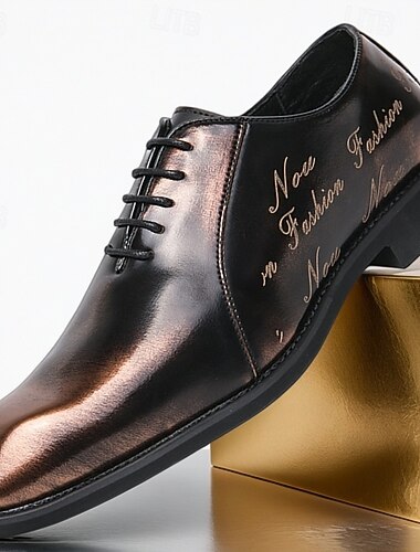  herresko i skinnende svart med snøring – elegante formelle sko, bryllup og fester, overdel i imitert skinn, komfortabel passform