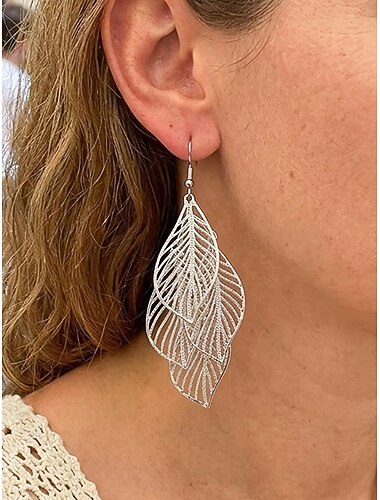  Bohemiska örhängen med lövmotiv för kvinnor, flerfärgade, legeringsmaterial, lätt hängande design, perfekta för vardagligt och avslappnat bruk och resor/semester