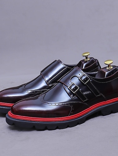  Chaussures habillées pour homme à double boucle, 100 % cuir de première qualité, style classique et élégant, parfaites pour le bureau, les mariages et les soirées.