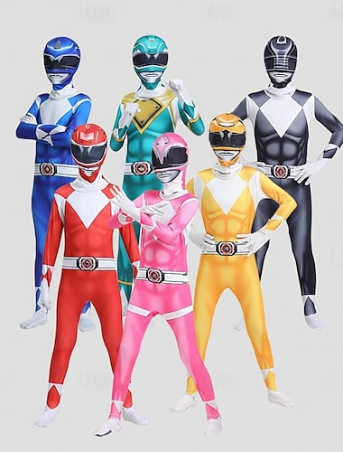  Mektige helter Tommy Oliver Cosplay kostyme Jumpsuit Cosplay Halloween for Herre Dame Gutt Barne Voksne Halloween Karneval Maskerade