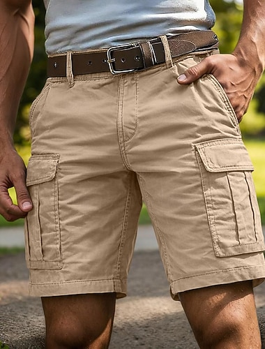  Herren Cargohose Cargohosen Cargo-Shorts Shorts Freizeitshorts Tasche Elastischer Bund Mehrere Taschen Einfach Einheitliche Farbe Knielang Lässig Outdoor Streetwear Mode Streetwear Meerblau Schwarz