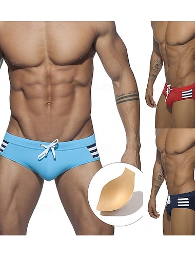  Per uomo Costume da bagno Costume da Bagno Slip mare A righe Coulisse Asciugatura Rapida Elastico Traspirante Pantaloni Surf Sport Acquatici Nuoto Estate