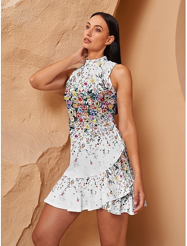  Mulheres vestido de golfe Branco Sem Manga Roupas femininas de golfe, roupas, roupas, roupas