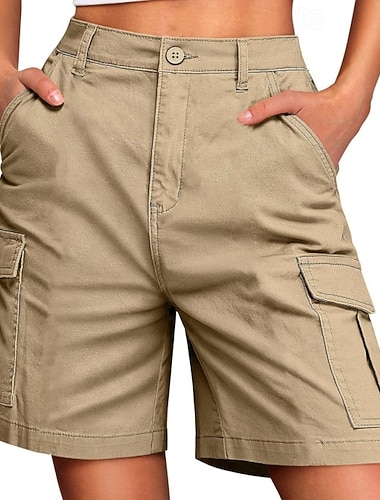  Dámské Bermudské kraťasy Šortky s kapsami Kraťasy Letní šortky prázdniny Módní Běžné Denní Délka kolen Středně vysoký pas Pevná barva Bez vzoru Slátanina Kapsy Pohodlné Yumuşak Prodyšné Lehce