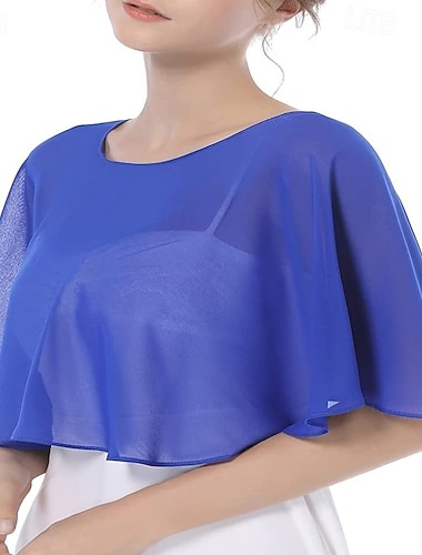  Sjal til kvinner Shrug Mors wraps Brudeomslag Bryllupsgjestens wraps Elegant damer Formell Stil Ermeløs Chiffon Bryllup Wrap Med Ren Farge Til Daglig Sommer