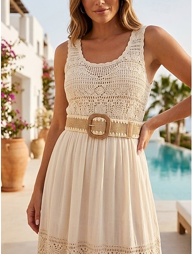  Dames boho geweven elastische riem, gemaakt van stro met een houten gesp, rekbaar, verkrijgbaar in zwart en wit, perfect voor vakantie, reizen en dagelijks casual gebruik.