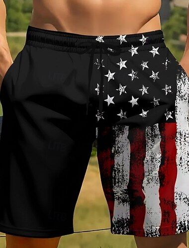  Homme 4 juillet, 250e anniversaire des États-Unis Drapeau Américain Patriotique Maillots de bain Shorts de bain Shorts de Surf Taille Moyenne Occasionnel Fête Poches Latérales doublure en maille