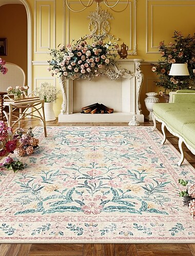  Amerikanischer Samtteppich mit frischem Blumenmuster und Kristalloptik, ideal als Sofateppich, Nachttischvorleger, Wohnzimmerteppich, Couchtischteppich, Schlafzimmerteppich und Küchenteppich,