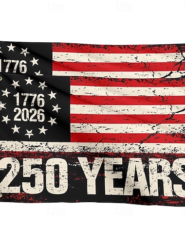  قطعتان من علم الولايات المتحدة الأمريكية بمناسبة الذكرى السنوية الـ 250 لتأسيسها (1776-2026)، لافتة تذكارية وطنية أمريكية خارجية للاحتفال بمرور 250 عامًا على تأسيسها، مناسبة لتزيين الحدائق أو الأفنية