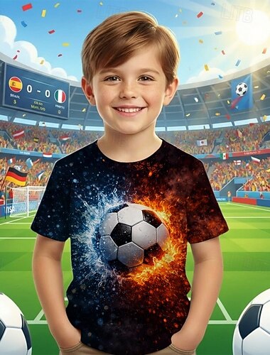  Chico 3D Graphic Fútbol Americano Camisetas de fútbol Camiseta Manga Corta Impresión 3D Verano Primavera Deportes Moda Ropa de calle Niños 4-12 años Cuello Barco Casual Diario Exterior Ajuste regular