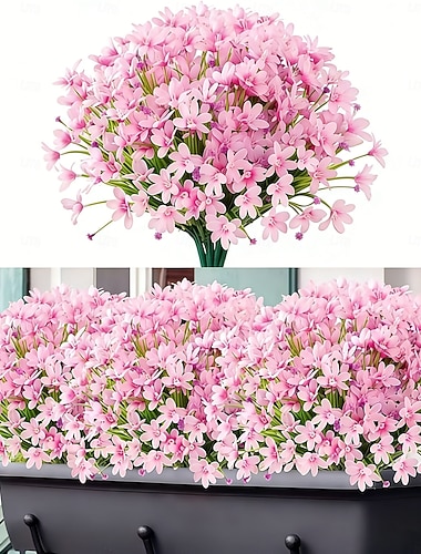  6 Bündel künstliche Narzissen für den Außenbereich / Glücksnarzissen, künstliche Plastiksträucher, Kunstpflanzen zur Dekoration von Gärten, Fensterbänken, Veranden, Innenhöfen und als Tischdekoration