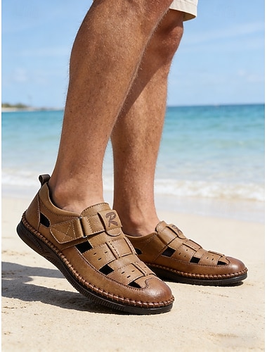  Brune fiskersandaler i kunstskinn til menn – pustende og komfortable for strandferie og utendørsaktiviteter