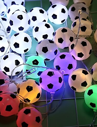  1 stk. 2m 10LED fotballlyslenke - innendørs LED-lys med batteriboks, varmt lys, hvitt lys og fargerike lysalternativer for stue, soverom, fest og fanklubbdekorasjon