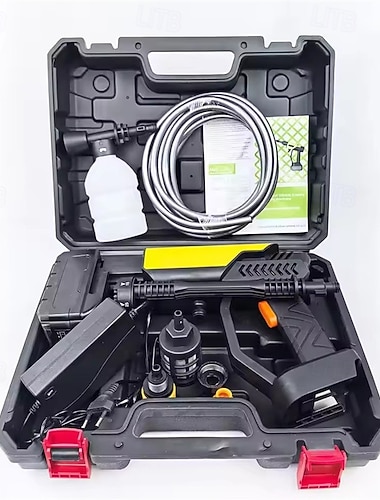  Kabelloser, tragbarer Hochdruckreiniger, akkubetriebenes Handreinigungsgerät-Set mit Aufbewahrungskoffer &Schaumkanone, Hochdruckreiniger für die Autowäsche, Terrassen-, Garten-, Zaun- und