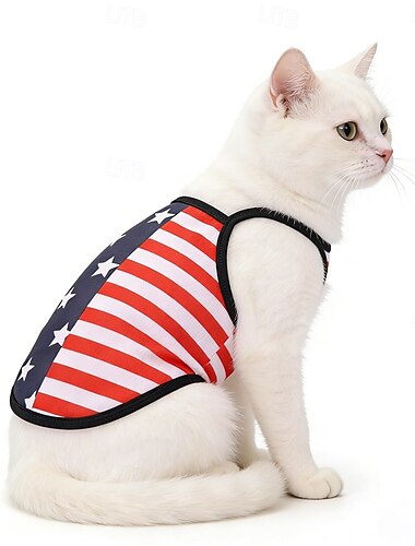 Hondenvest geïnspireerd op de Amerikaanse vlag: het perfecte shirt voor je hond, ideaal tanktopje voor dagelijks gebruik, perfect voor de viering van Onafhankelijkheidsdag. Gemaakt van hoogwaardige