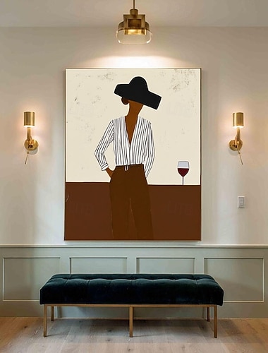  Abstraktes Western-Cowboy-Leinwandbild, originelle, elegante Cowboy-Kunst, Porträt eines Mannes und einer Frau auf Leinwand, gesichtslose Malerei, Wohndekoration, Wabi-Sabi-Kunst