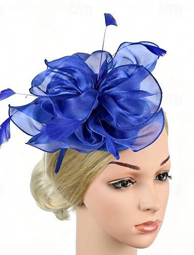  fascinators Organza Bruiloft Verjaardag Elegant Vintage leuke Style Met Veer Tule Helm Hoofddeksels