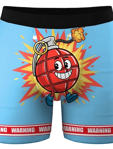  Herre Tegneserie Bokstavmotiv Bombe Elastiske boksershortser Badeshorts Boxer badeshorts Morsom Avslappet Hjem Strandferie Elastisk midje Fukttransporterende Pustende undertøy Designer Klær