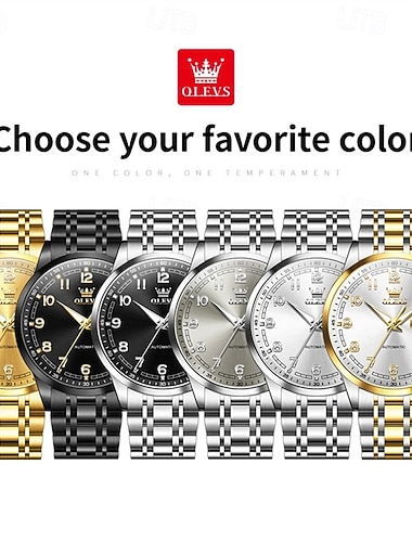  Relógio masculino de negócios da nova marca Olevs com luz noturna, calendário, indicador do dia da semana, mostrador digital grande, movimento mecânico totalmente automático, casual, moderno,