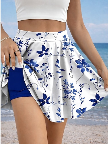  Damen Urlaubsrock Elegant Mode Hawaiianisch Badeanzugshosen Über dem Knie Hohe Taille Röcke Blumen Grafik Druck Dehnbar Täglich Strand Gelb Rote Blau Grün Sommer Polyester