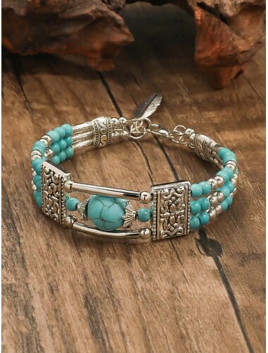  Bracciale da donna in lega turchese in stile bohémien, multicolore, ideale per l'uso quotidiano, le vacanze e i viaggi