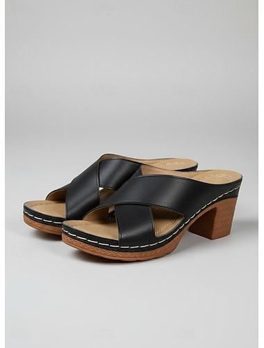  naisten ristikkäisillä nauhoilla varustetut paksukorkoiset sandaalit – vintage-tyyliset kesäiset muulisandaalit puutarhajuhliin, lomille ja päivätapahtumiin