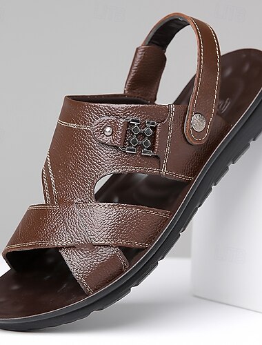  Bruine herensandalen met gekruiste bandjes – zacht imitatieleer, comfortabel en duurzaam, perfect voor de zomer, het strand en dagelijks casual gebruik.