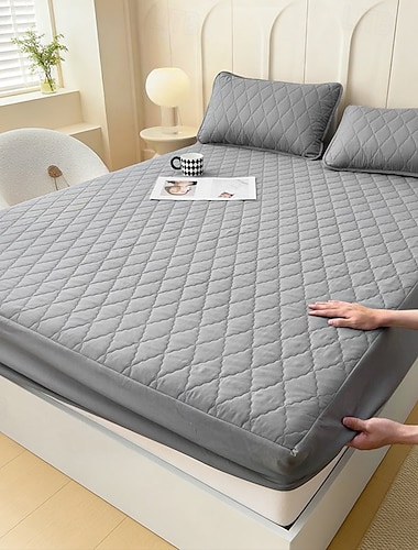  Vanntett, vattert madrassbeskytter med urinbarriere, sklisikker heldekkende, tett madrassbeskytter-trekk