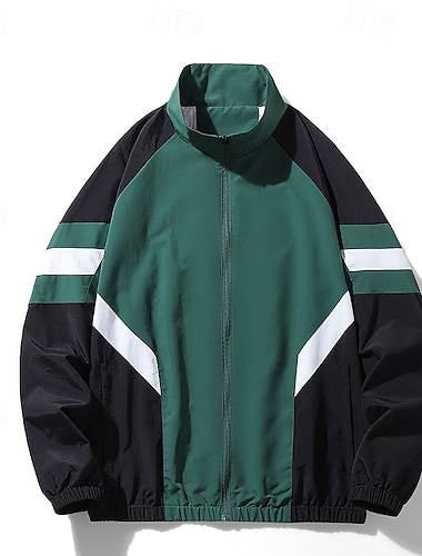  Męskie Kolorowy blok Lato piłkarskie Globalne dopasowanie Běžecká bunda Kurtka Outdoorowa Kurtka sportowa Wiosna Jesień Zamek Kieszeń Kolorowy blok Długi rękaw Odporność na wiatr Szybkie wysychanie